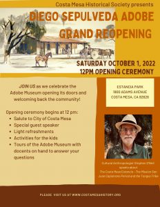 Read more about the article Diego Sepulveda Adobe Grand Reopening October 1, 2022