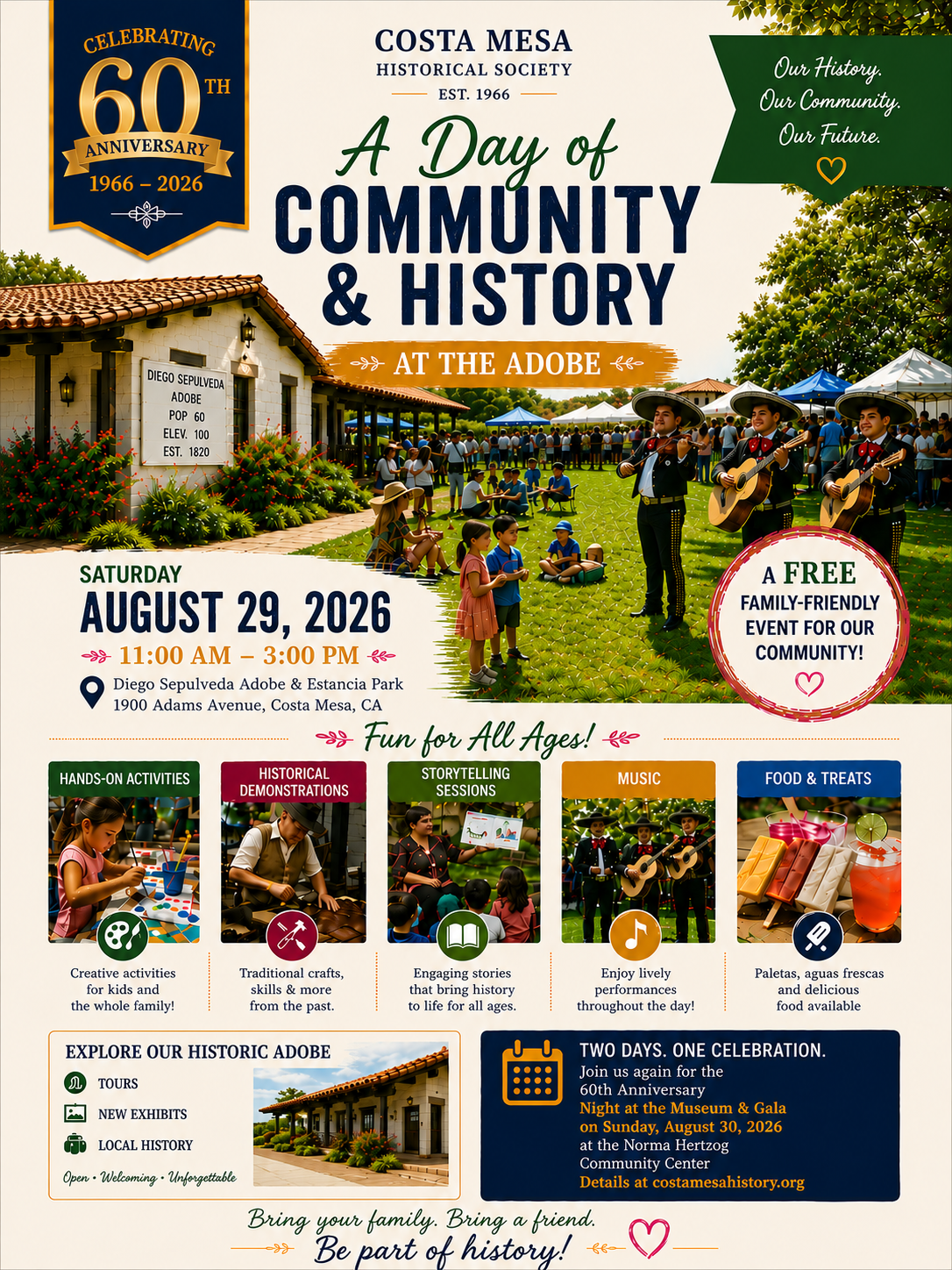 Read more about the article An Afternoon at the Adobe – Celebrate the 60th Anniversary of the Costa Mesa Historical Society